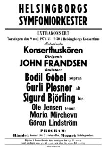 Helsingborgs Symfoniorkester - 9 Mayo 1974