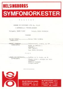 Helsingborgs Symfoniorkester - 29 Septiembre 1976