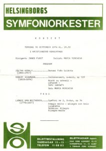 Helsingborgs Symfoniorkester - 30 Septiembre 1976