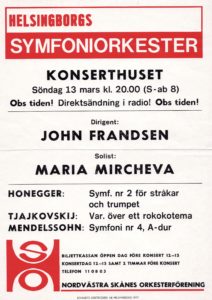 Helsingborgs Symfoniorkester - 13 Marzo 1977