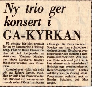 Ny trio ger konsert i GA-KYRKAN